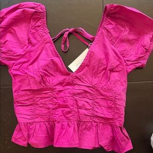 Great Summer Top Raspberry Color with Tie Details